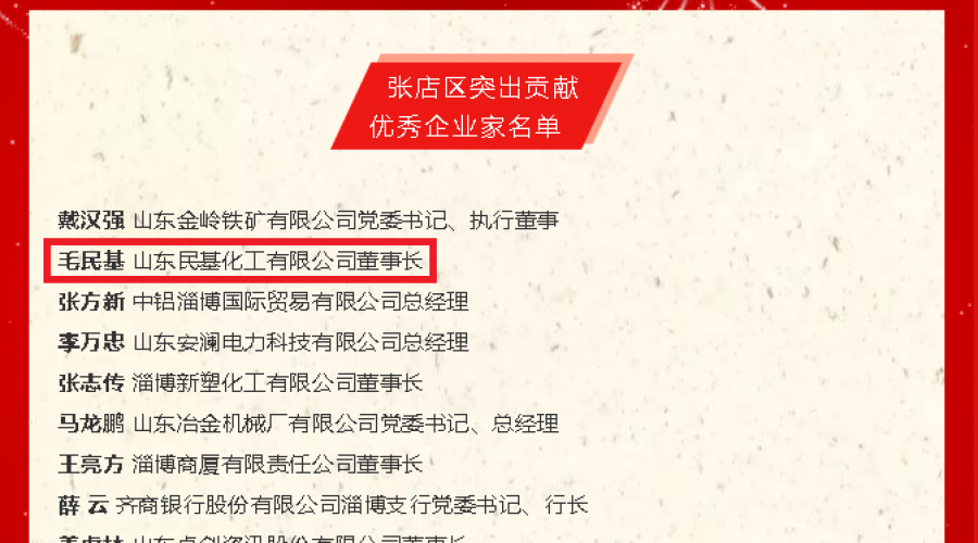 毛民基董事長入選張店區突出貢獻優秀企業家名單